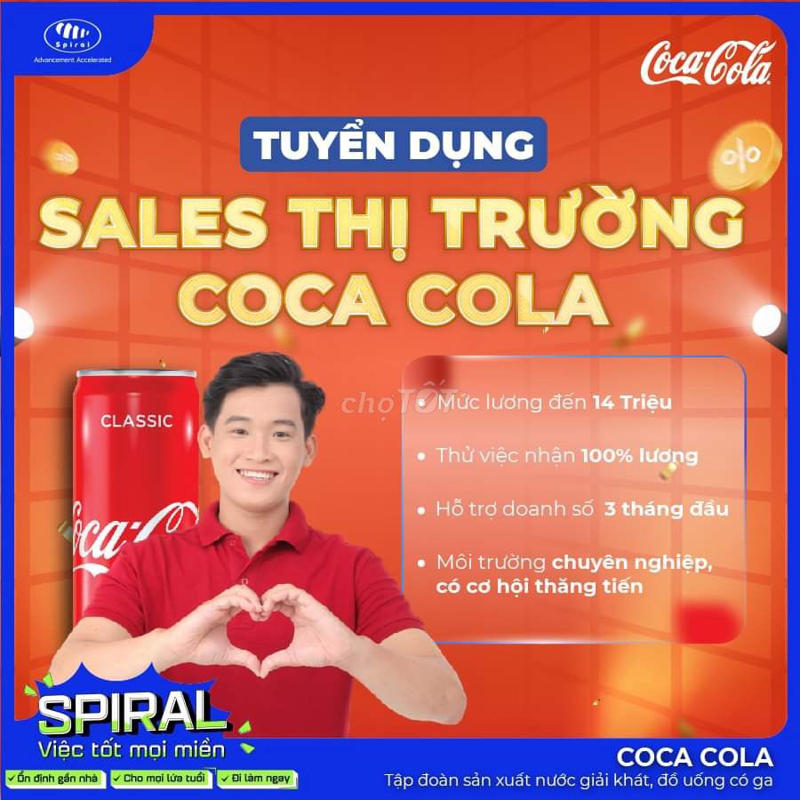 COCA COLA TUYỂN NHÂN VIÊN KINH DOANH THỊ TRƯỜNG