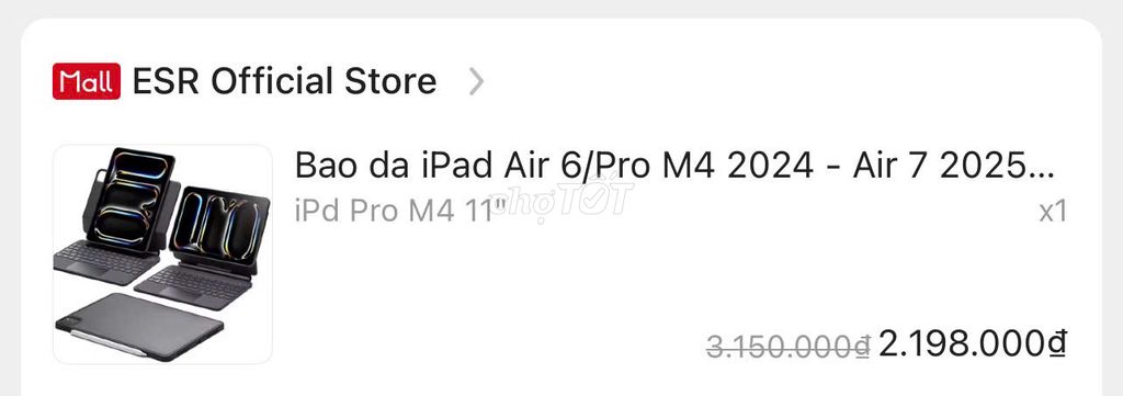Bao da bàn phím ESR iPad Air 6/Pro M4 Đen. Mua bán Phụ kiện (Màn hình, Chuột...) tại Quận 6 Tp Hồ Chí Minh được đăng bởi Phu Nguyen hình 1
