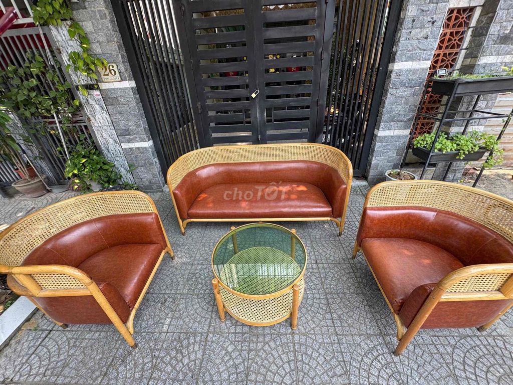 Bộ sofa mây nệm nâu. Mua bán Bàn ghế tại Quận Liên Chiểu Đà Nẵng được đăng bởi hoàng vỹ hình 1