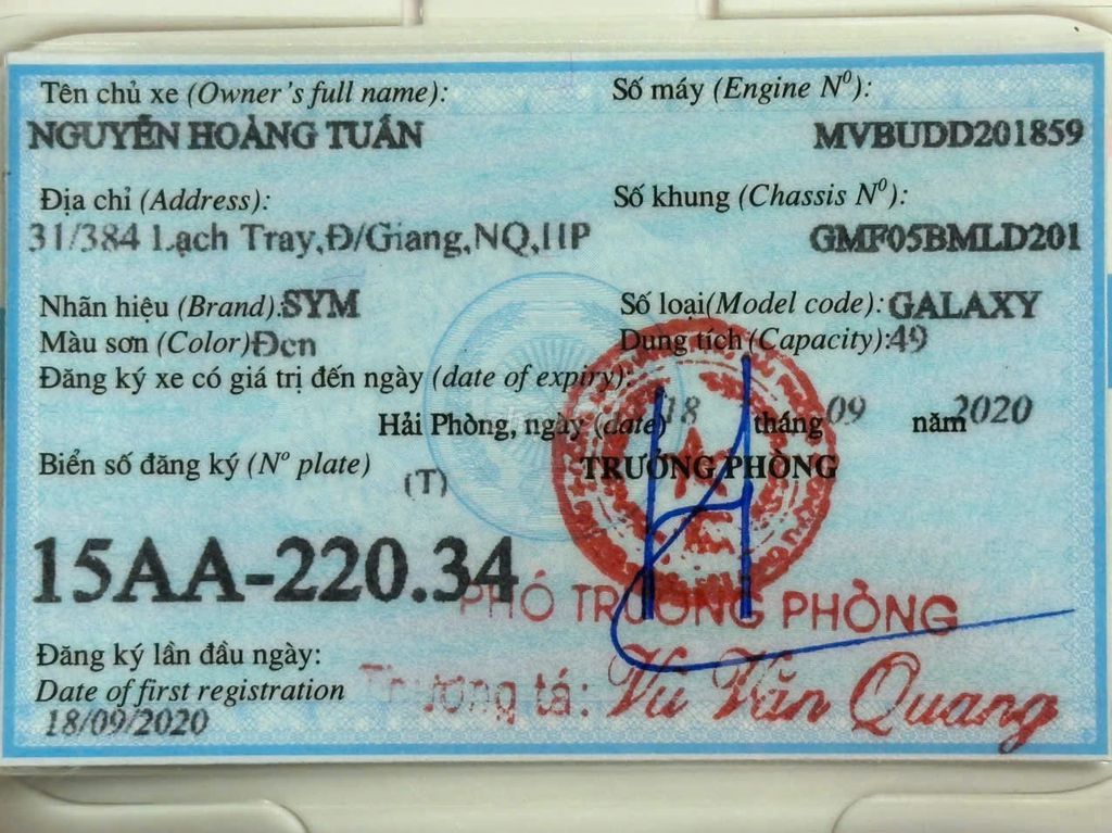 Bán xe SYM Galaxy 50cc, đăng ký năm 2020. Mua bán Xe máy tại Quận Lê Chân Hải Phòng được đăng bởi tuan nguyen hoang hình 6