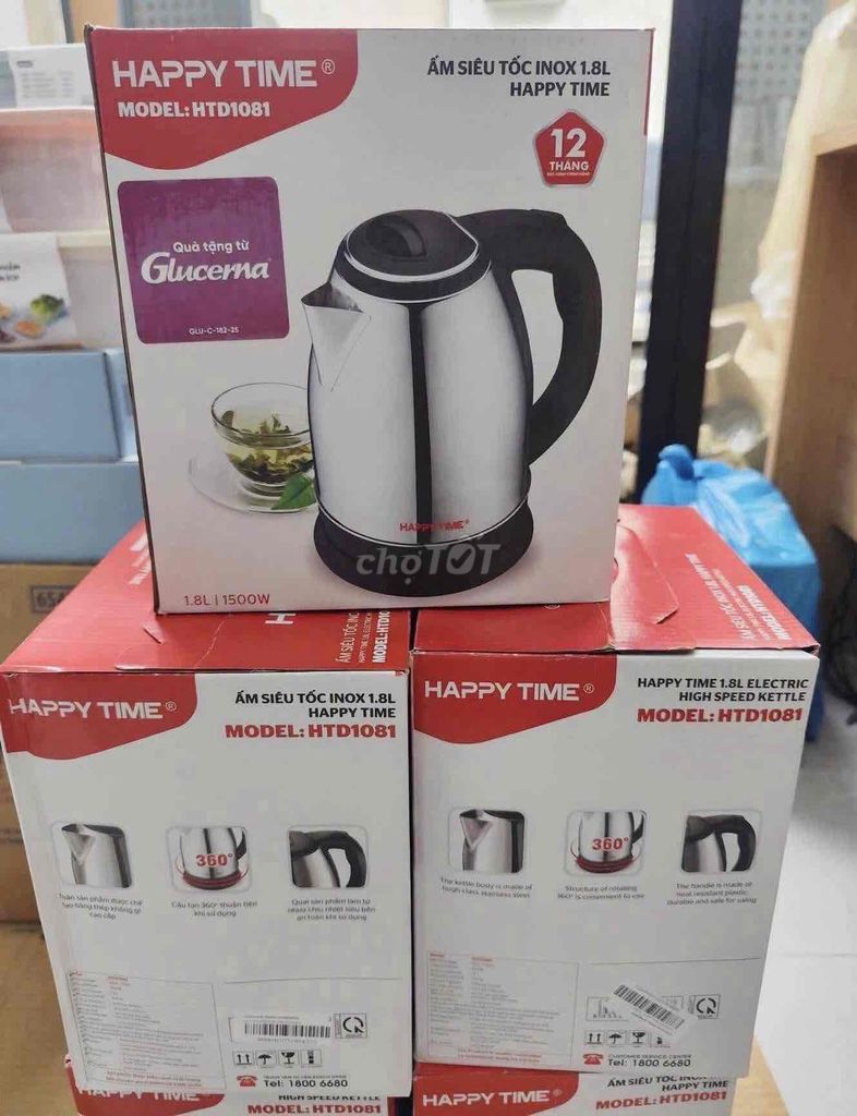 Ấm siêu tốc Happy Time HTD1081 Inox 1.8L. Mua bán Bếp, lò, đồ điện nhà bếp tại Thành phố Huế Thừa Thiên Huế được đăng bởi võ thị bích hà hình 1