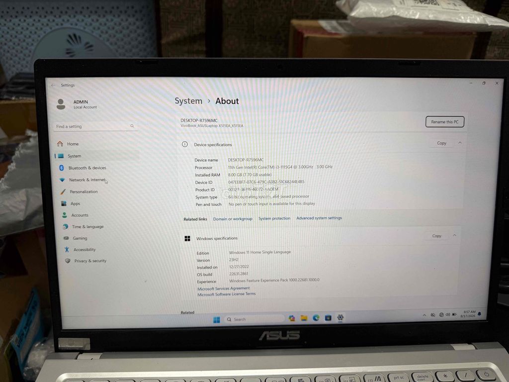 Asus Vivobook X515EA (i3-1115G4/8gb/512gb) 15.6inc. Mua bán Laptop tại Quận 8 Tp Hồ Chí Minh được đăng bởi Nguyễn minh hình 1