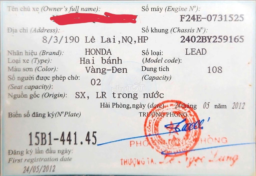 Bán xe Honda Lead 110cc Fi đời 2012, chính chủ. Mua bán Xe máy tại Quận Ngô Quyền Hải Phòng được đăng bởi Nguyễn Huy hình 5