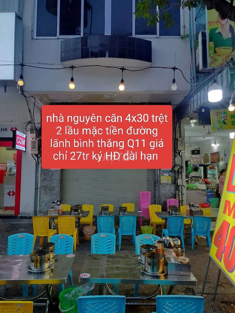 Cho thuê nhà nguyên căn 2 mặc tiền lãnh bình thăng 4x30 trệt 2 lầu