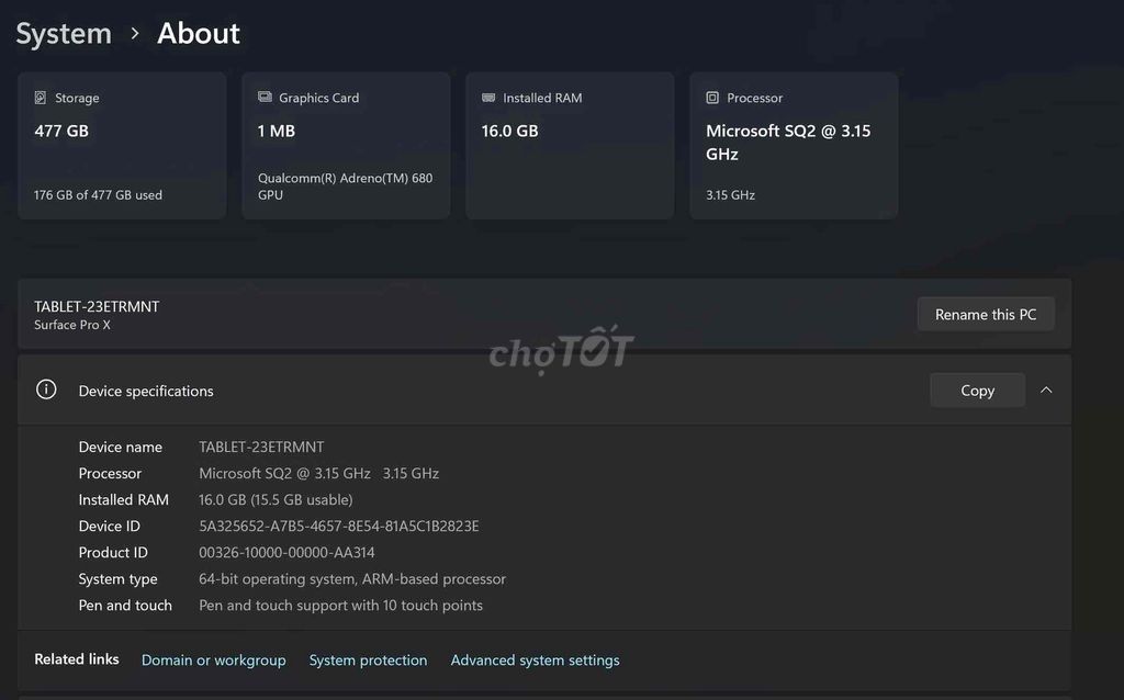 Microsoft Surface Pro X 99% SQ2 16GB/512GB. Mua bán Máy tính bảng tại Quận Tân Bình Tp Hồ Chí Minh được đăng bởi Việt Lâm hình 1