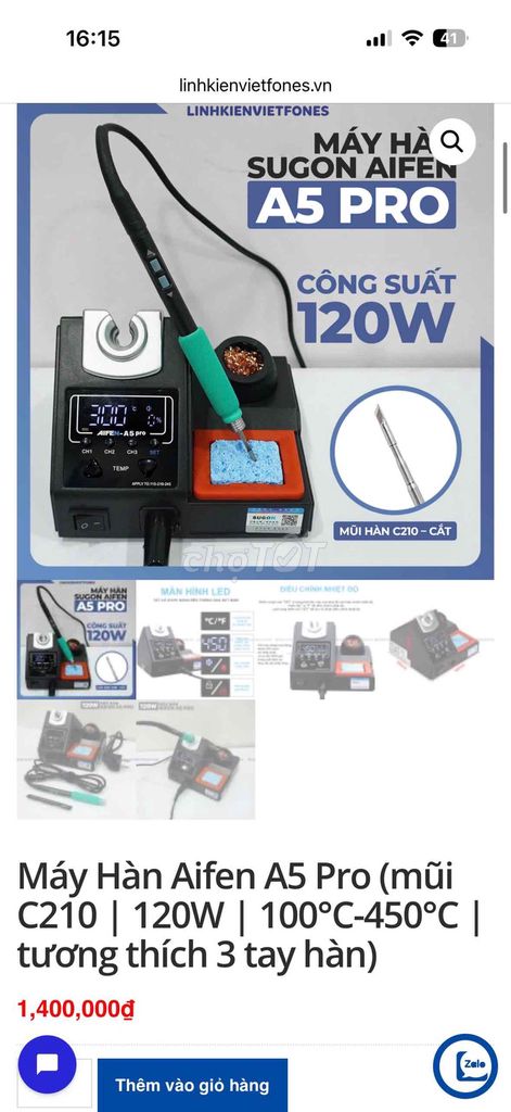 Máy hàn Aifen A5 Pro 120W Đã sử dụng. Mua bán Đồ chuyên dụng, Giống nuôi trồng tại Quận 8 Tp Hồ Chí Minh được đăng bởi Ty Ty hình 1