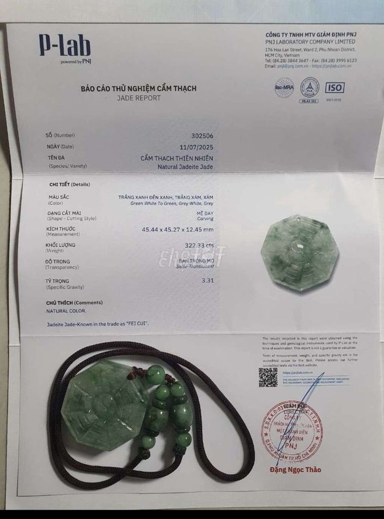 Mặt dây chuyền phong thủy Cẩm thạch Bát quái. Mua bán Phụ kiện thời trang khác tại Huyện Châu Phú An Giang được đăng bởi Thai Van tho hình 1