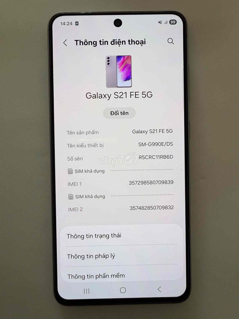Samsung Galaxy S21 FE 5G 128GB Tím. Mua bán Điện thoại tại Quận Bình Thạnh Tp Hồ Chí Minh được đăng bởi Cầm Đồ Đại Tín hình 1