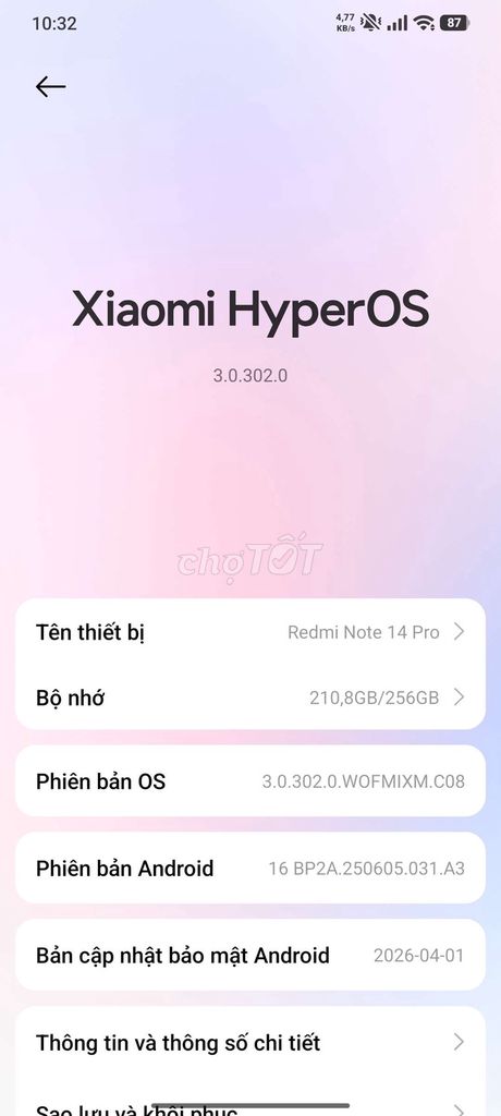 Xiaomi Redmi Note 14 Pro 256GB Đen. Mua bán Điện thoại tại Quận Tây Hồ Hà Nội được đăng bởi Minh Vu Hoang Nhat hình 1