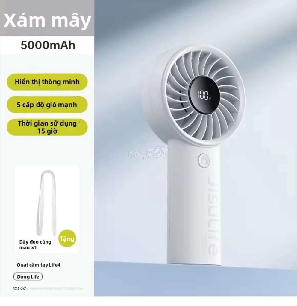 Quạt cầm tay JISULIFE Life4 Xám mây 5000mAh. Mua bán Quạt tại Quận Tân Bình Tp Hồ Chí Minh được đăng bởi Ngọc Phượng hình 1