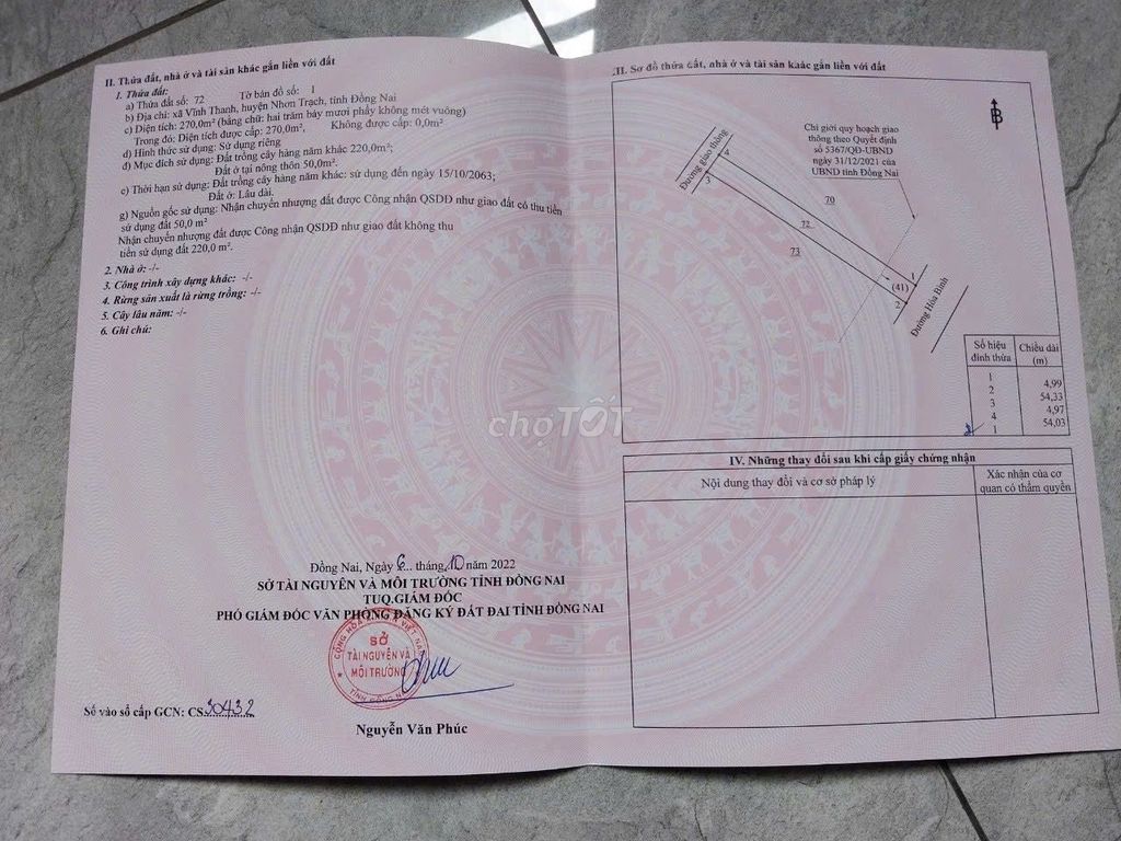 MT đường Hoà Bình xã Vĩnh Thanh. Mua bán đất tại Huyện Nhơn Trạch Đồng Nai được đăng bởi Hà Thanh Tùng hình 3