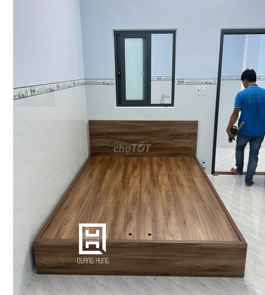 GIƯỜNG GỖ MDF-GIƯỜNG MDF-GIƯỜNG MDF-GIƯỜNG GỖ MDF. Mua bán Giường, chăn ga gối nệm tại Huyện Nhơn Trạch Đồng Nai được đăng bởi Nội Thất Quang Hùng TD hình 1