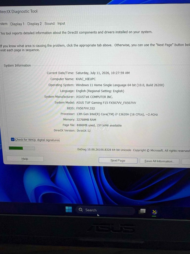 ASUS TUF Gaming F15 i7 32GB 1Tb SSD Laptop Gaming. Mua bán Laptop tại Quận Đống Đa Hà Nội được đăng bởi Nguyễn Khắc Hiếu hình 1