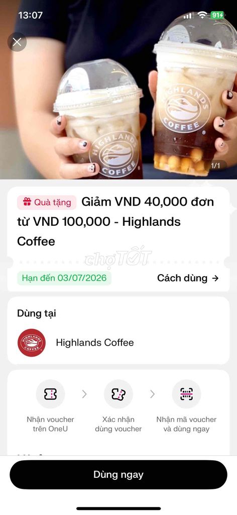 Phiếu giảm giá Highlands Coffee. Mua bán Sở thích khác tại Quận 5 Tp Hồ Chí Minh được đăng bởi Thuý Vy hình 1