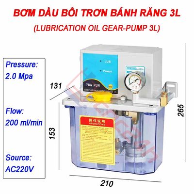 BƠM DẦU BÔI TRƠN BÁNH RĂNG – 220V – CHO MÁY CNC. Mua bán Đồ chuyên dụng, Giống nuôi trồng tại Quận Bình Tân Tp Hồ Chí Minh được đăng bởi CNCVIET