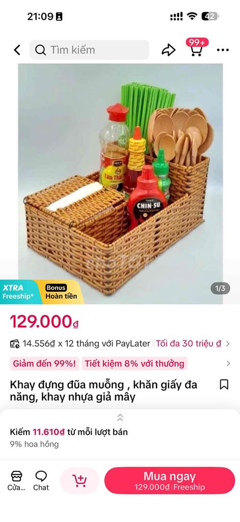 Khay đựng đũa muỗng Nhựa giả mây Nâu 1 cái. Mua bán Dụng cụ nhà bếp tại Quận Bình Tân Tp Hồ Chí Minh được đăng bởi Chị Hiên hình 1