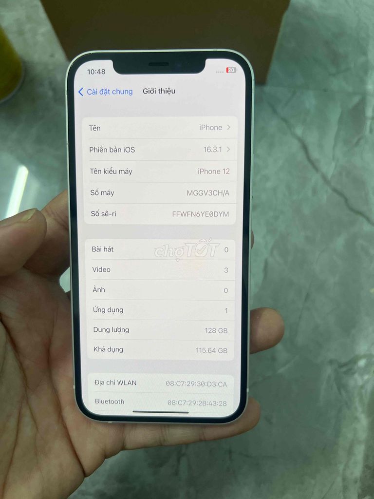 Apple iPhone 12 128GB Trắng Zin all đẹp 99%. Mua bán Điện thoại tại Huyện Kim Sơn Ninh Bình được đăng bởi Keng  hình 1