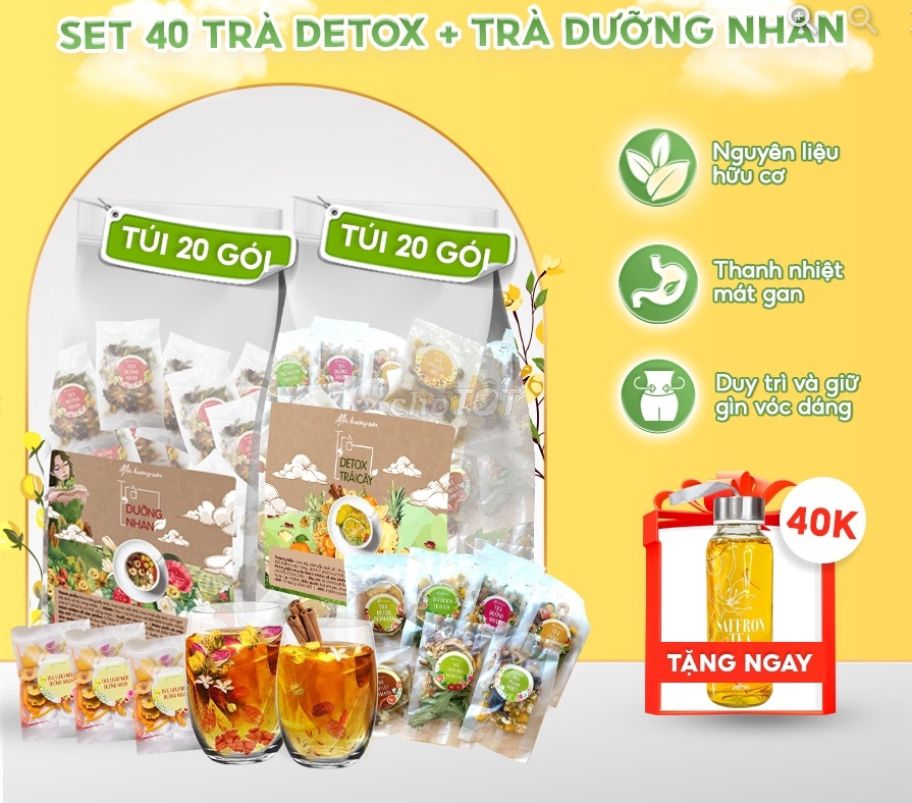 Set 40 gói trà detox và trà dưỡng nhan mix vị