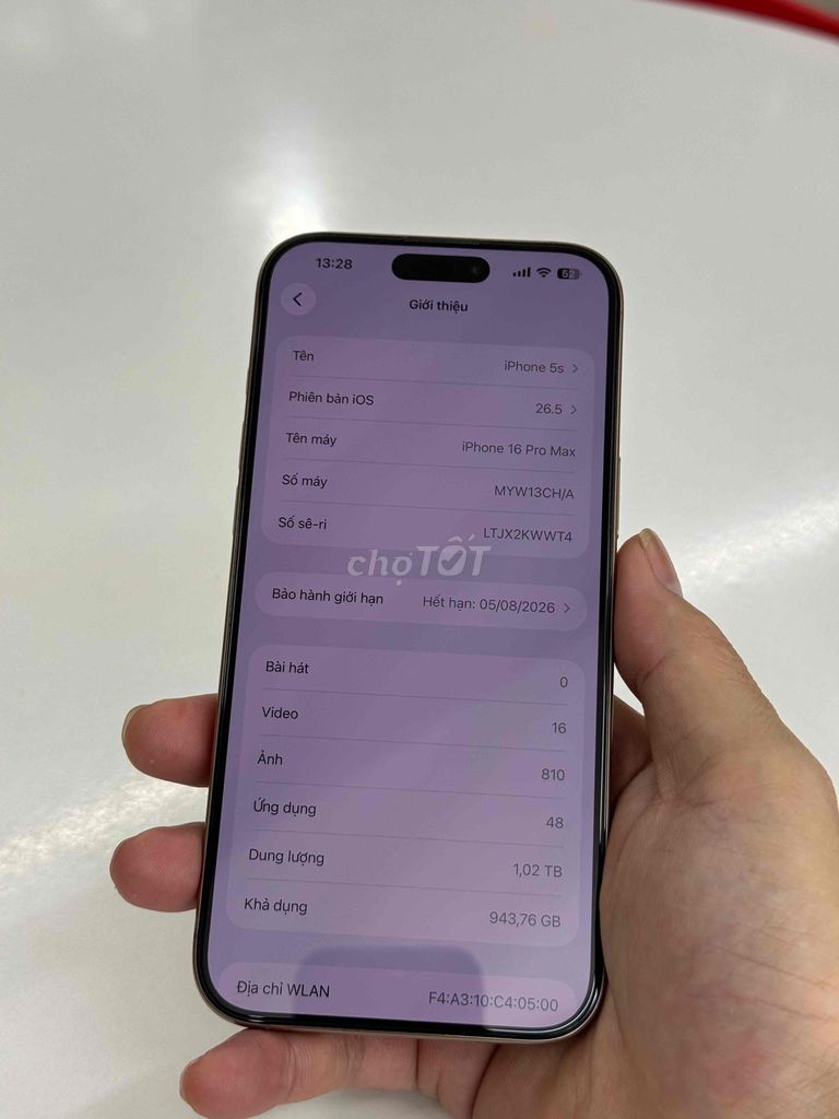 iPhone 16 Pro Max 1TB samac zin ốc áp pin 94 GL. Mua bán Điện thoại tại Quận Cầu Giấy Hà Nội được đăng bởi Luyệnnn hình 1