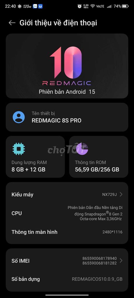RedMagic 8S Pro 256GB. Mua bán Điện thoại tại Thị xã Tân Uyên Bình Dương được đăng bởi son mix9x hình 1