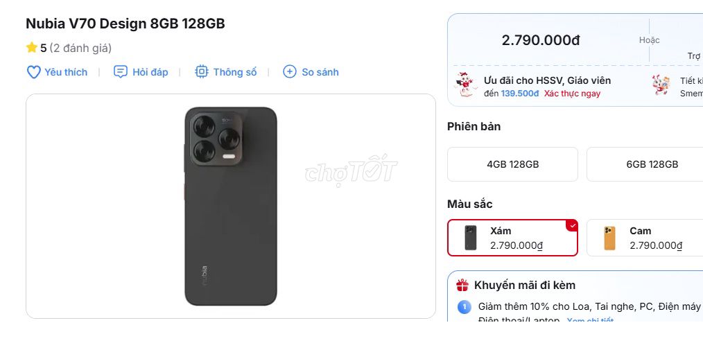 Nubia V70 Design 8GB/128GB Xám cần bán gấp. Mua bán Điện thoại tại Quận 12 Tp Hồ Chí Minh được đăng bởi  Dat hình 1