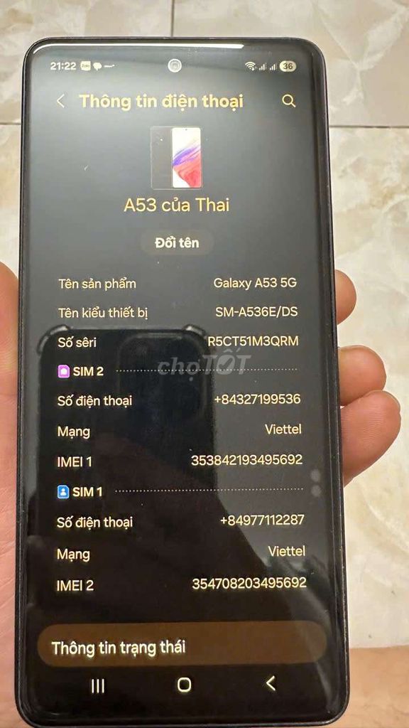 Samsung Galaxy A53 5G 128GB Đen. Mua bán Điện thoại tại Huyện Hoài Đức Hà Nội được đăng bởi Thái Phạm hình 1