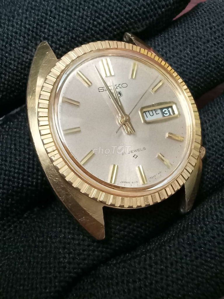 Đồng hồ cơ cổ seiko bộc vàng niền kía fom đẹp