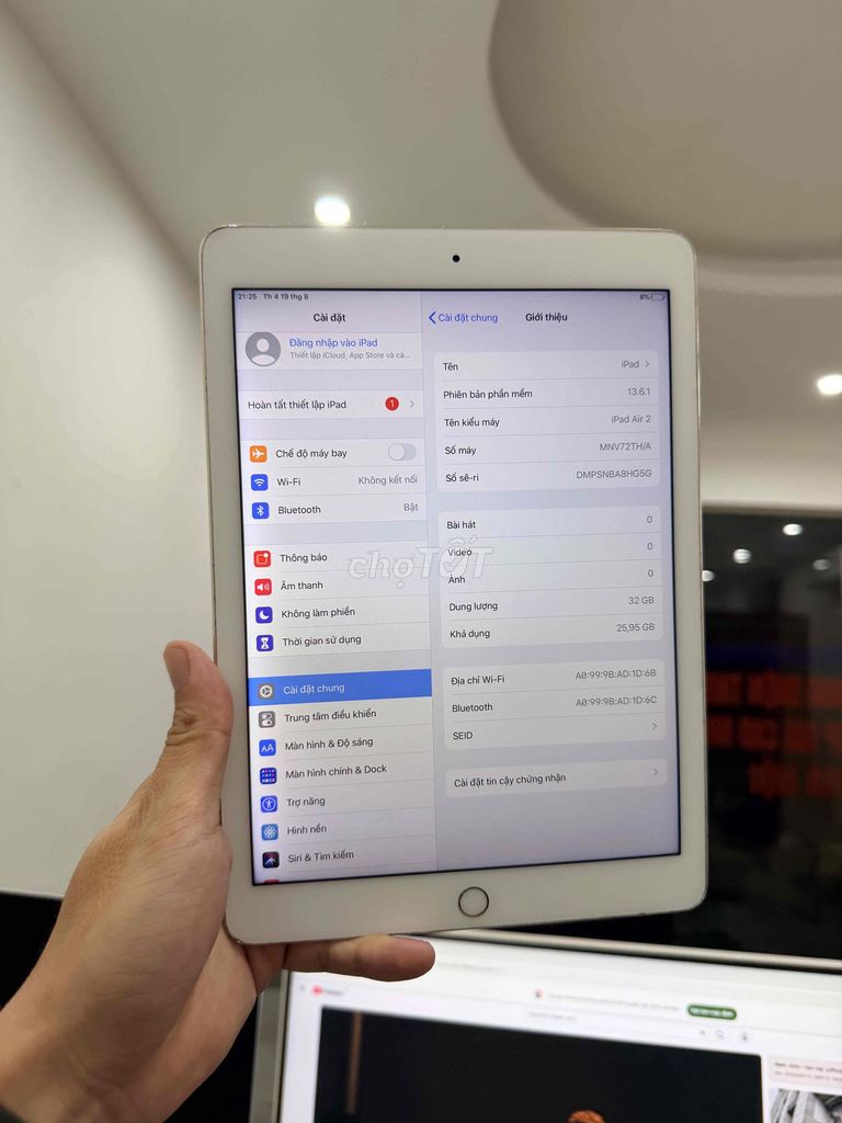 Apple iPad Air 2 32GB Vàng Đã sử dụng. Mua bán Máy tính bảng tại Quận Cầu Giấy Hà Nội được đăng bởi TicoSmartphone hình 1