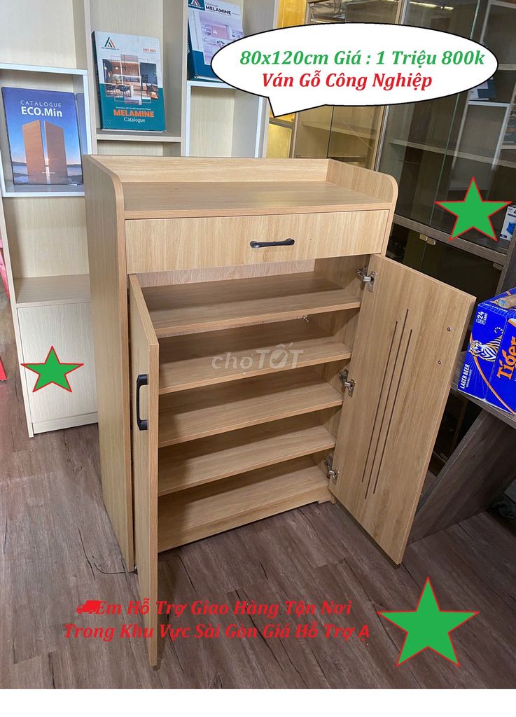 Tủ Giày Vàng Gỗ Công Nghiệp 120x80cm Mới. Mua bán Tủ, kệ gia đình tại Quận 12 Tp Hồ Chí Minh được đăng bởi Nội Thất Bàn Tủ Kệ Cửa Hàng Và Văn Phòng hình 1