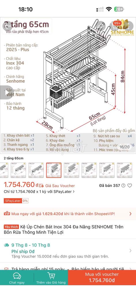 Kệ chén bát SENHOME Thép Carbon màu Đen 2 tầng. Mua bán Nội thất, đồ gia dụng khác tại Quận 7 Tp Hồ Chí Minh được đăng bởi Nhật Linh hình 1