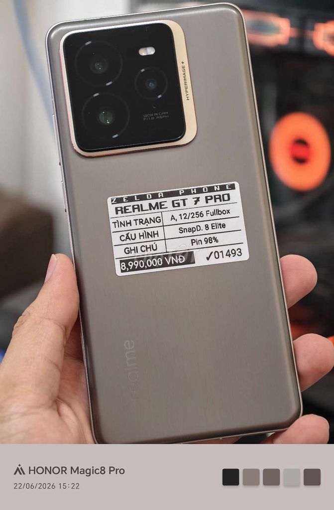 Realme GT 7 Pro 256GB Xám SnapD. 8 Elite. Mua bán Điện thoại tại Quận Ninh Kiều Cần Thơ được đăng bởi Zelda Phone hình 1