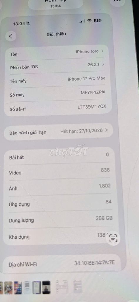 iPhone 17 Pro Max 256GB. Mua bán Điện thoại tại Huyện Gia Lâm Hà Nội được đăng bởi HiHi hình 1