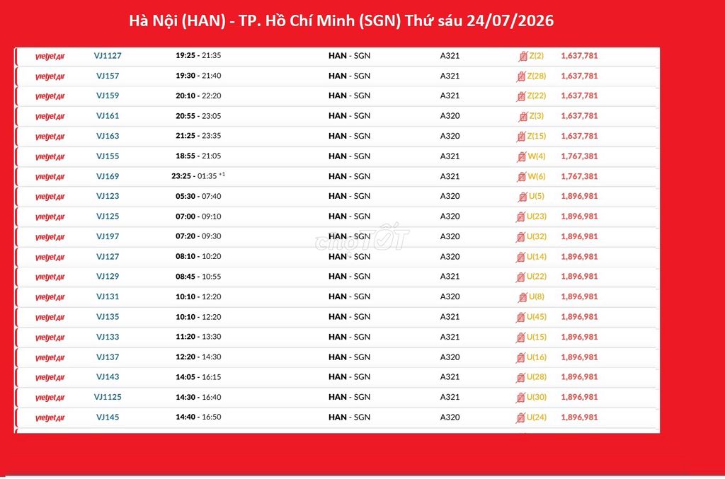 Vé máy bay Hà Nội đi TP. Hồ Chí Minh 24/07/2026. Du lịch tại Quận 6 Tp Hồ Chí Minh được đăng bởi Nguyễn Minh Đức hình 1