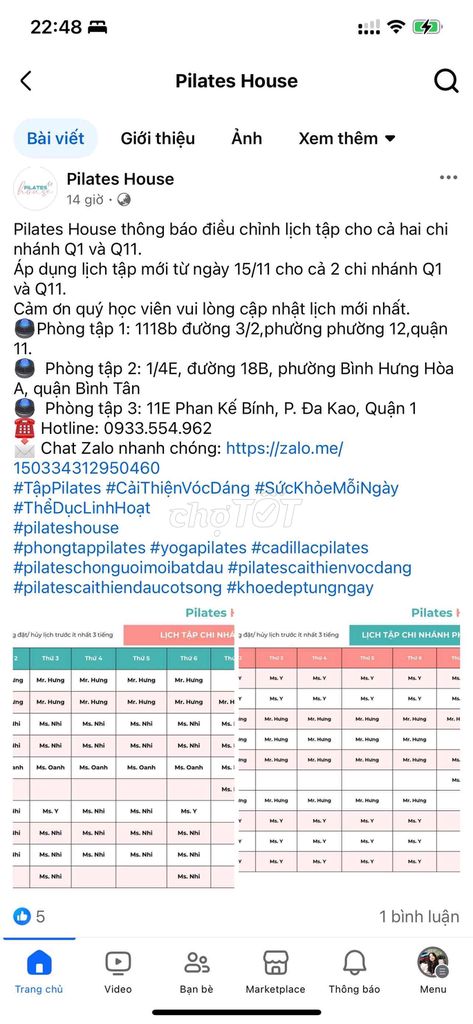 Thẻ tập Pilates 96 buổi Phan Kế Bính Q1