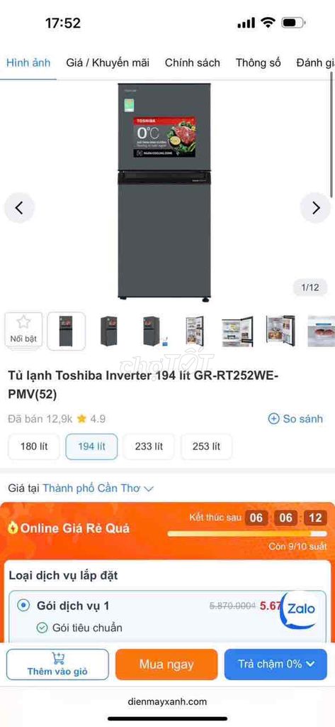 Tủ lạnh Toshiba 194 lít Inverter. Mua bán Tủ lạnh tại Quận Ninh Kiều Cần Thơ được đăng bởi Quỳnh  hình 3