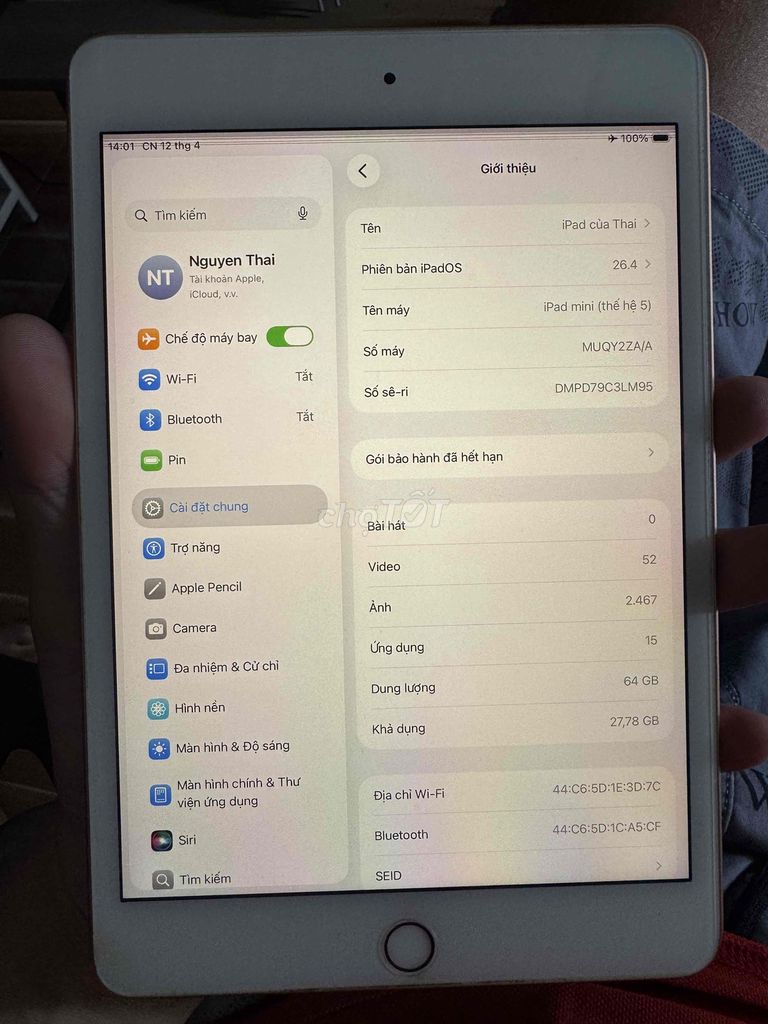 iPad Mini 5 64GB Đã Sử Dụng. Mua bán Máy tính bảng tại Huyện Long Hồ Vĩnh Long được đăng bởi thái nguyễn hình 1