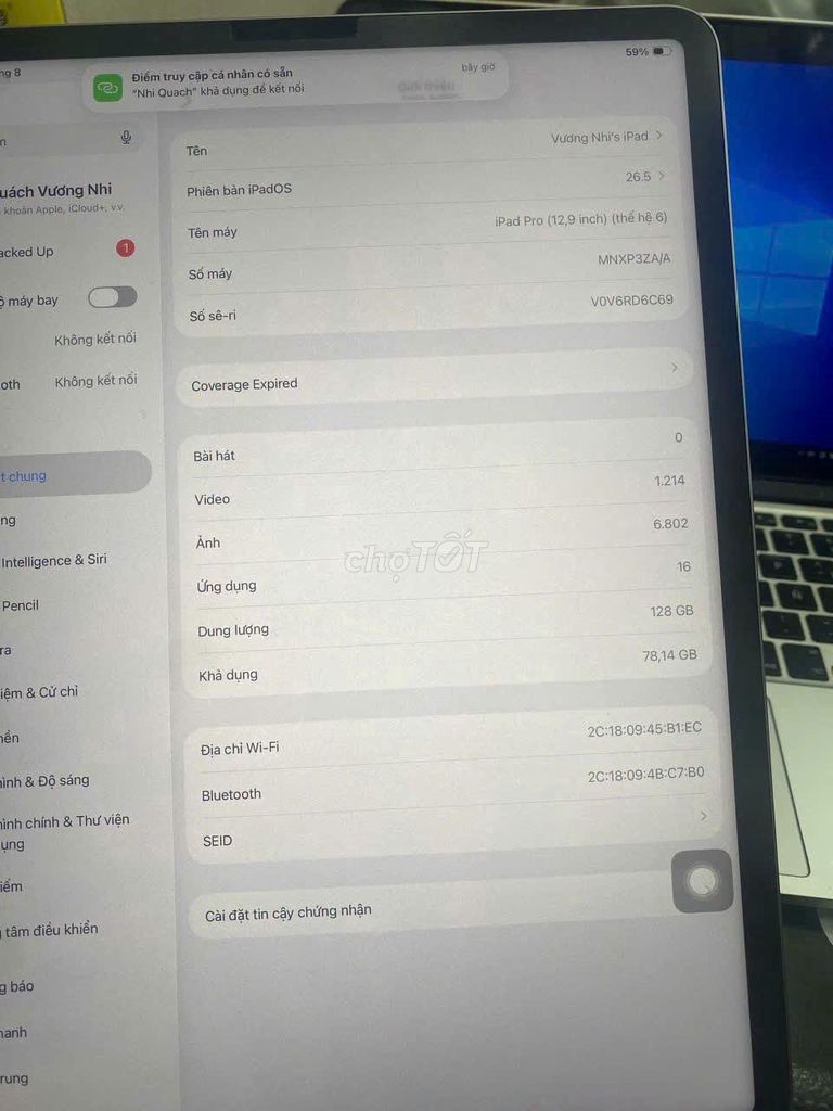Apple iPad Pro M2 12.9 inch Wifi Xám. Mua bán Máy tính bảng tại Quận 10 Tp Hồ Chí Minh được đăng bởi Hội Đồ Điện Tử hình 1