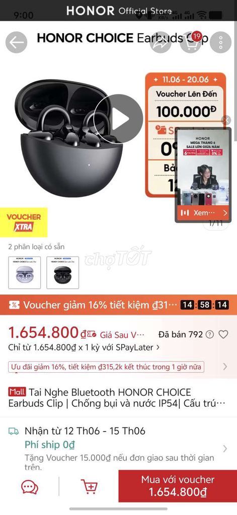 Tai nghe Honor Choice Earbuds Clip Đen. Mua bán Tivi, Âm thanh tại Thị xã An Nhơn Bình Định được đăng bởi MrT hình 1