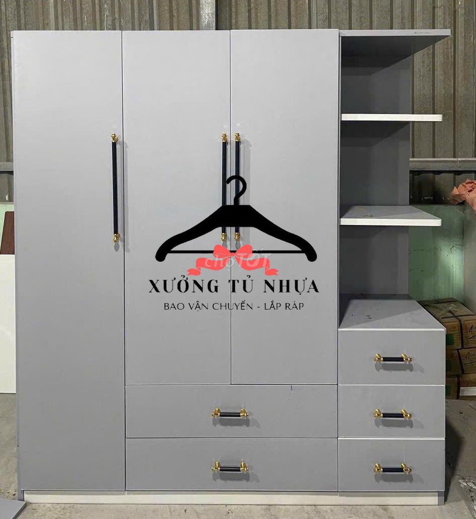 Tủ quần áo Nhựa Đài Loan Xám 1m8x1m45x45cm. Mua bán Tủ, kệ gia đình tại Quận 8 Tp Hồ Chí Minh được đăng bởi Cửa Hàng Nội Thất hình 1