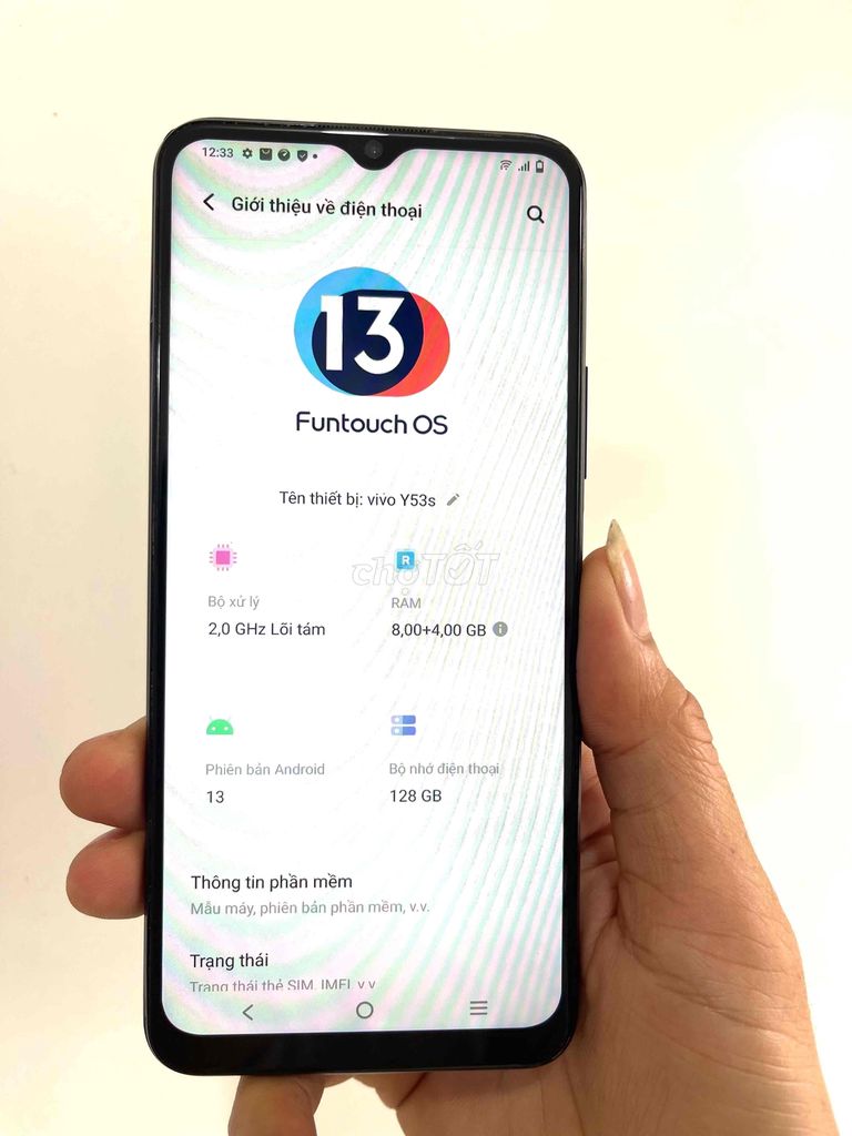 bán vivo y53s cấu hình mạnh game mượt ram8+4 128gb