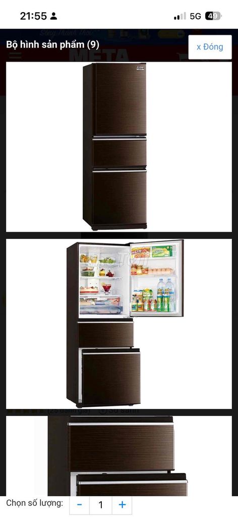 Tủ lạnh 3 cửa Đông mềm màu đen. Mua bán Tủ lạnh tại Huyện Bình Chánh Tp Hồ Chí Minh được đăng bởi Van Truong hình 1