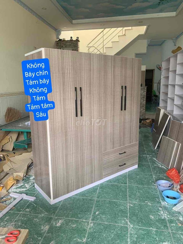 tủ áo kèm 2 ngăn kéo để đồ@ tủ nhựa kt:180*160