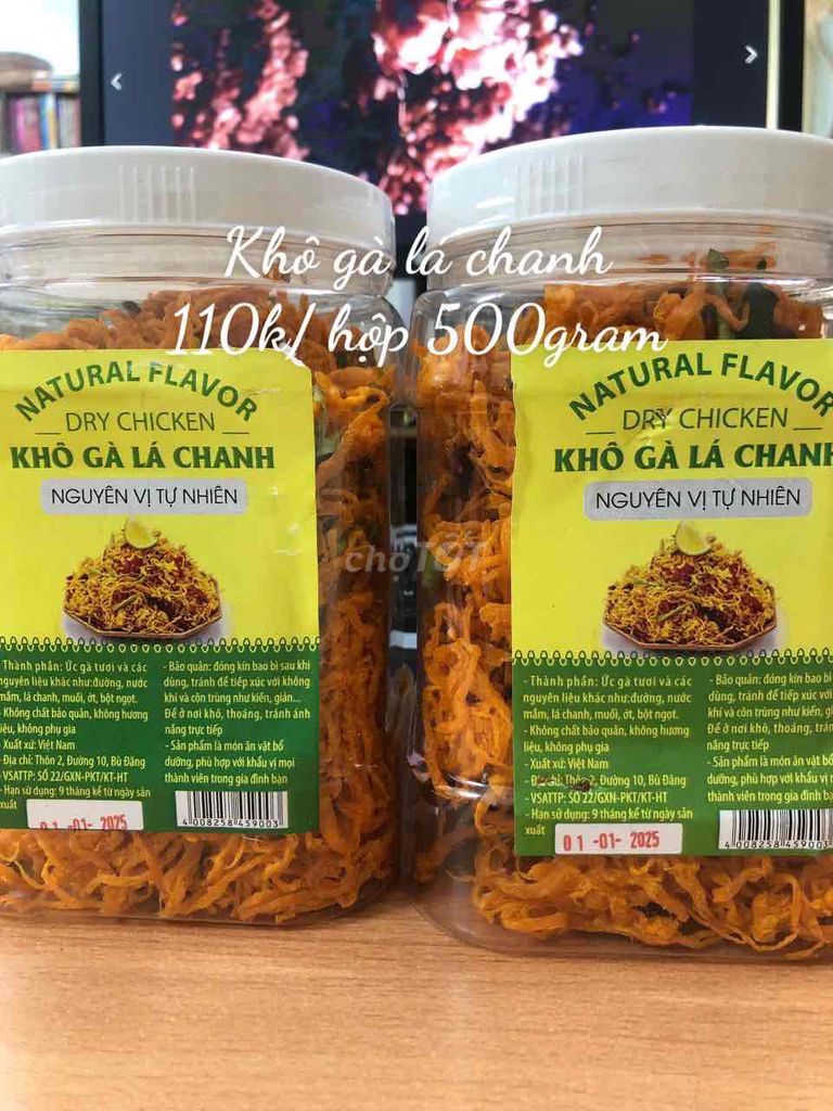 Khô gà lá chanh hộp 500gram