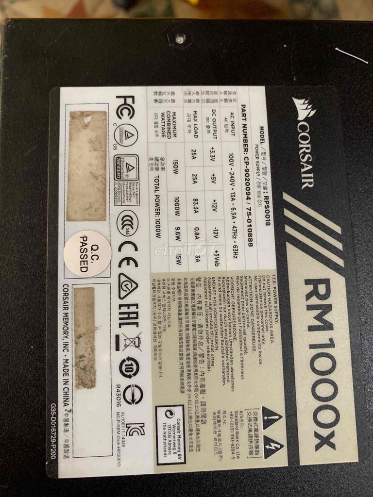 Nguồn máy tính Corsair RM1000x. Mua bán Linh kiện (RAM, Card...) tại Thành phố Thủ Đức Tp Hồ Chí Minh được đăng bởi hoang hình 1