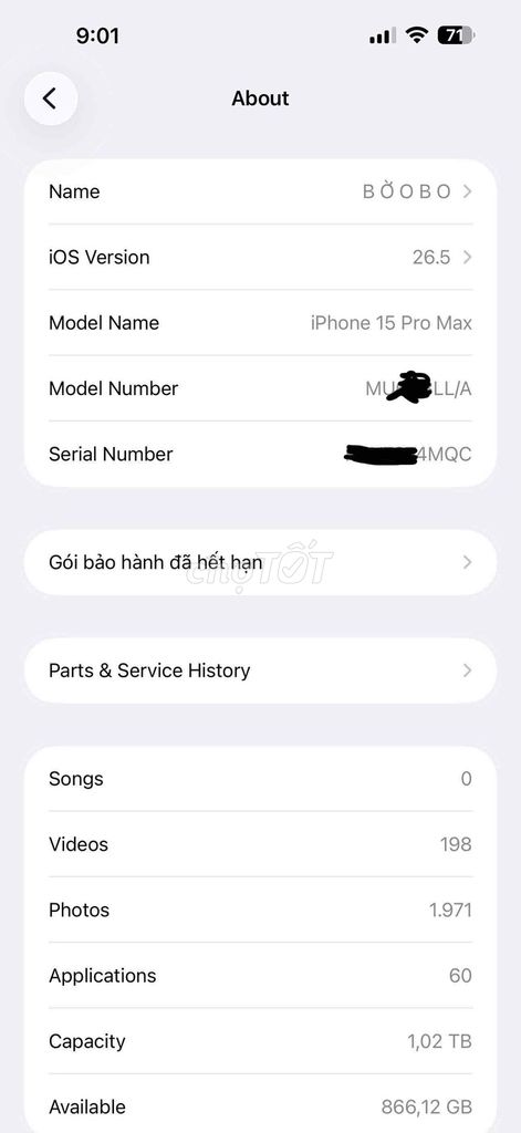 Apple iPhone 15 Pro Max 1TB Bạc LL/A 99%. Mua bán Điện thoại tại Quận Bình Tân Tp Hồ Chí Minh được đăng bởi Bo hình 1