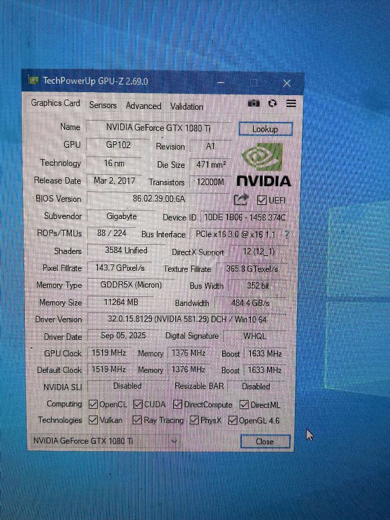Card đồ họa Gigabyte GeForce GTX 1080 Ti. Mua bán Linh kiện (RAM, Card...) tại Thành phố Vũng Tàu Bà Rịa - Vũng Tàu được đăng bởi Tên chưa cung cấp hình 1