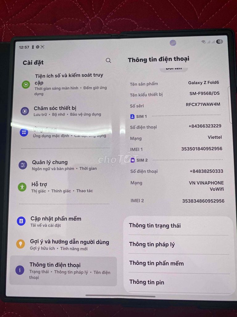 Samsung Galaxy Z Fold6 512GB Đen. Mua bán Điện thoại tại Huyện Bình Giang Hải Dương được đăng bởi Thiết Nguyễn Văn hình 1