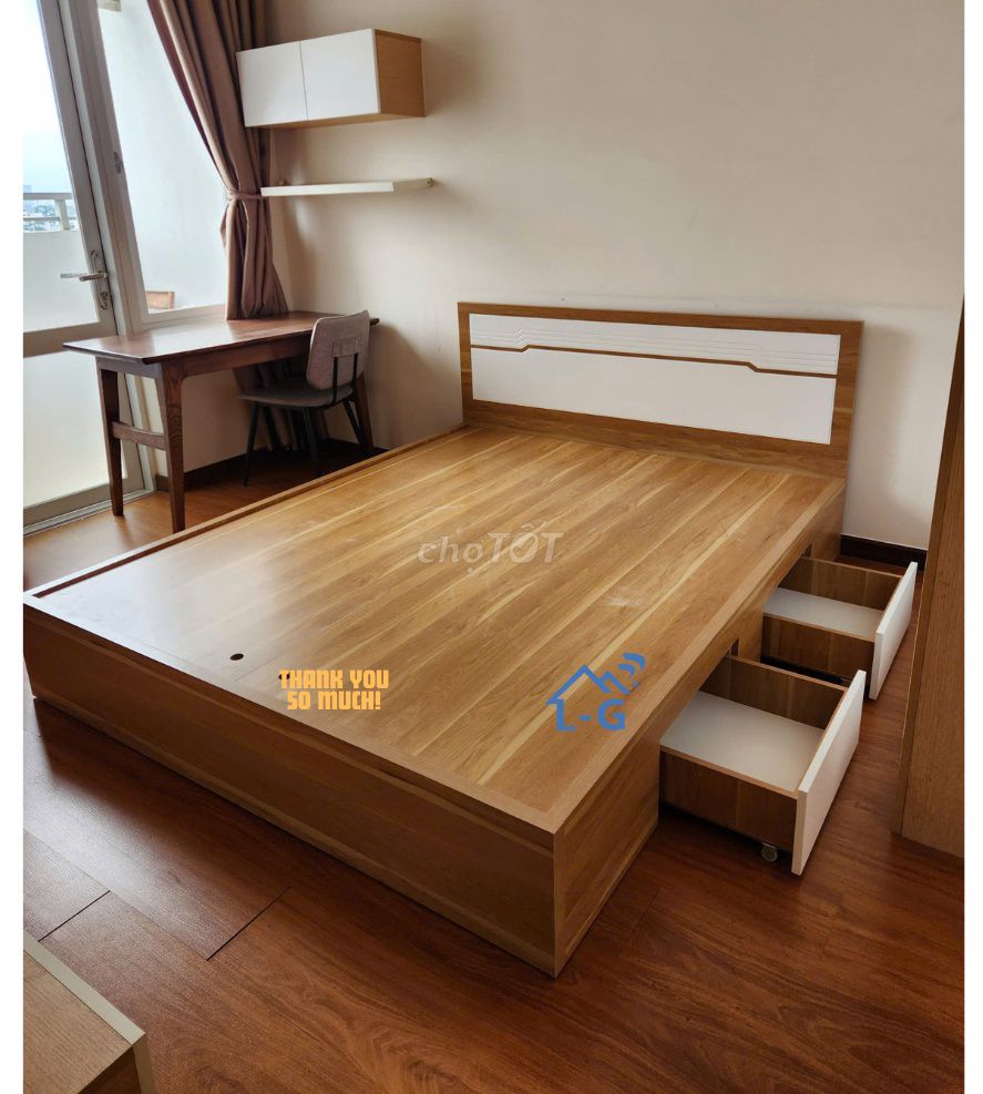 GIƯỜNG GỖ MDF 2 NGĂN KÉO – ĐẸP & TIỆN✔️ Hộc kéo. Mua bán Giường, chăn ga gối nệm tại Quận 6 Tp Hồ Chí Minh được đăng bởi GIƯỜNG SẮT SƠN LÂM hình 1