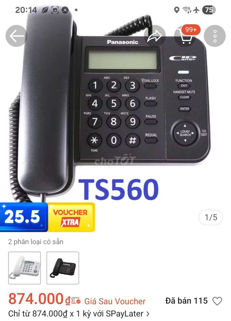 Điện thoại bàn Panasonic KX-TS560 Đen. Mua bán Điện thoại tại Huyện Bình Chánh Tp Hồ Chí Minh được đăng bởi ngọc ngọc hình 1