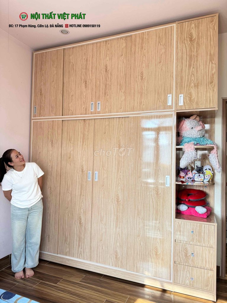 Tủ quần áo Nội Thất Việt Phát nhựa Đài Loan vân gỗ. Mua bán Tủ, kệ gia đình tại Quận Cẩm Lệ Đà Nẵng được đăng bởi Nội Thất Nhựa Đài Loan Việt Phát hình 1